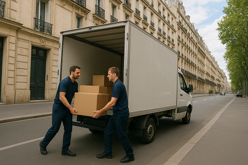 déménageurs professionnels Paris 16 en pleine intervention