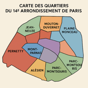carte quartiers dans paris 14